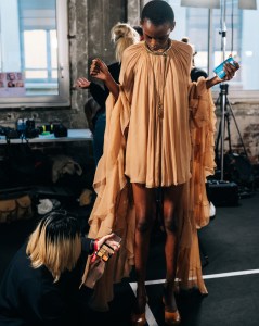 Backstage at Chloé Fall 2024 Ready-to-Wear Collection at Paris Fashion Week