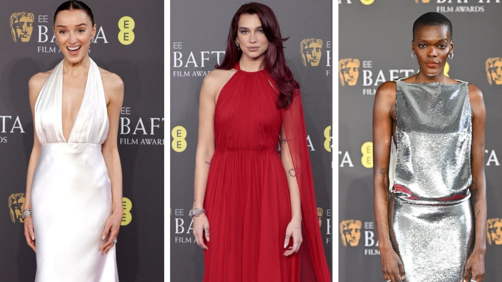LONDON, ENGLAND - FEBRUARY 18: Dua Lipa attends the EE BAFTA Film Awards 2024 at The Royal Festival Hall on February 18, 2024 in London, England, Phoebe Dynevor, Sheila Atim, fashion trends