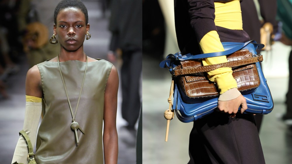 Fendi x Chupa Chups lollipop bag holder at Fendi's fall 2024 show.