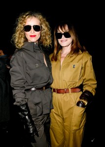 Eva Herzigová and Carla Bruni at the Saint Laurent Fall 2024 Ready-to-Wear show