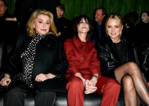 Catherine Deneuve, Charlotte Gainsbourg and Virginie Efira at the Saint Laurent Fall 2024 Ready-to-Wear show