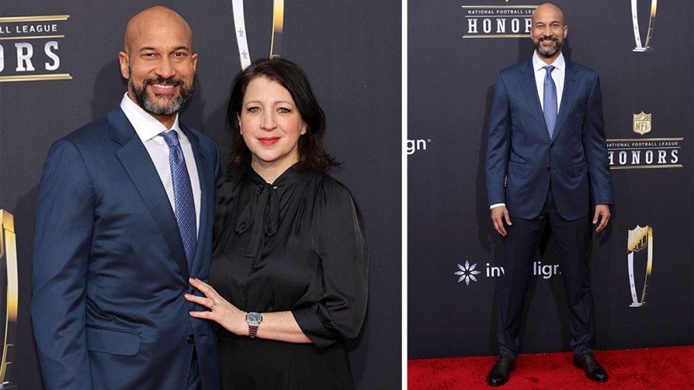 Keegan-Michael Key wife Elle Key, NFL Honors 2024 red carpet, Resorts World Theatre, Las Vegas, Nevada