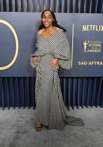 Ayo Edebiri at the 30th Annual Screen Actors Guild Awards held at the Shrine Auditorium and Expo Hall on February 24, 2024 in Los Angeles, California.
