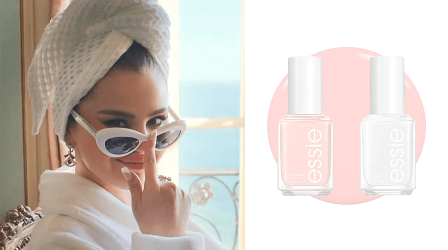 Selena Gomez on set of her music video, Essie on sale nail polishes
