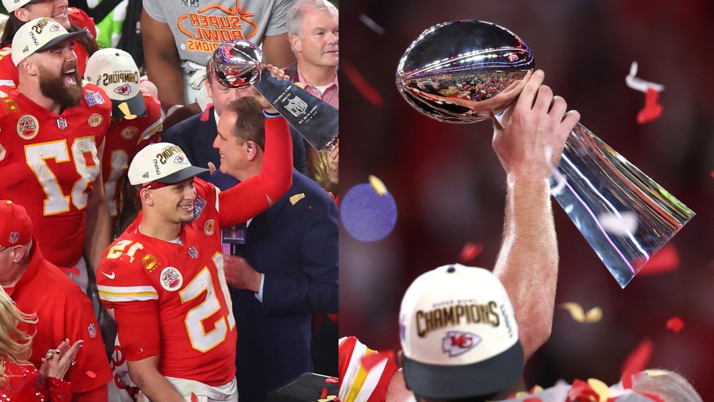 The Chiefs won the 2024 Super Bowl, travis kelce, patrick mahomes, dnna kelce, taylor swift, tiffany trophy