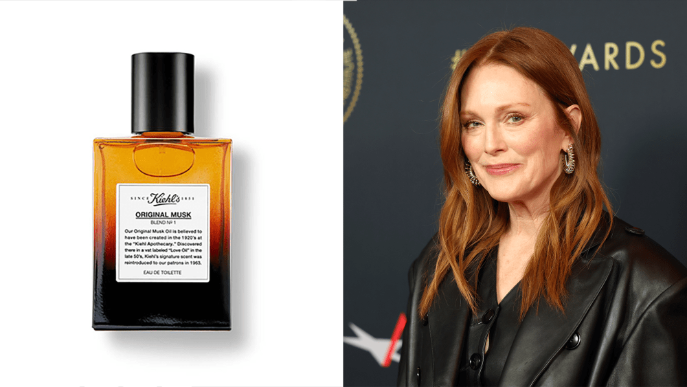 Image of Kiehl's Original Musk Toilette Bottle, Image of Actress Julianne Moore,