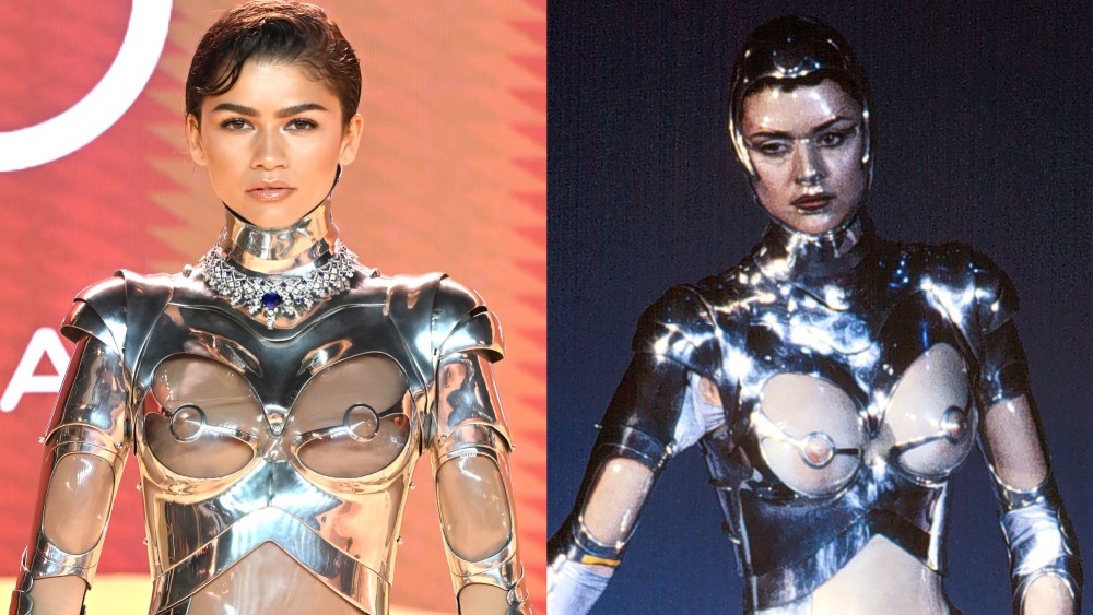Zendaya wearing Archive Mugler at Dune: Part Two world premiere in London, robot suit, see-through