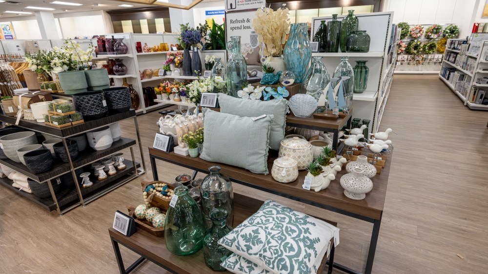 The new home decor area at Kohl's.