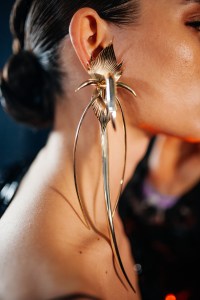 Backstage at the Mugler fall 2024 ready-to-wear show at Paris Fashion Week.
