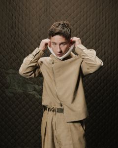 Barry Keoghan wears Burberry to the Burberry Winter 2024 show.