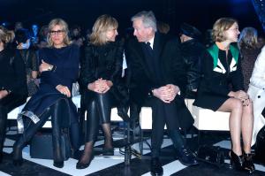 Owner of LVMH Luxury Group Bernard Arnault , his wife Helene Arnault  Lea Seydoux and Miss Emmanuel Macron attend the Louis Vuitton show as part of the Paris Fashion Week Womenswear Fall/Winter 2016/2017. Held at Louis Vuitton Foundation on March 9, 2016 in Paris, France.
