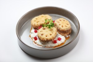 Lotus Roots, Kidney Beans, Radish-Walnut Raita, Pickled Turnips
