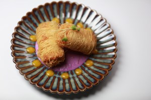 Yogurt Kebab, Kataifi, Purple Cabbage, Passion Fruit