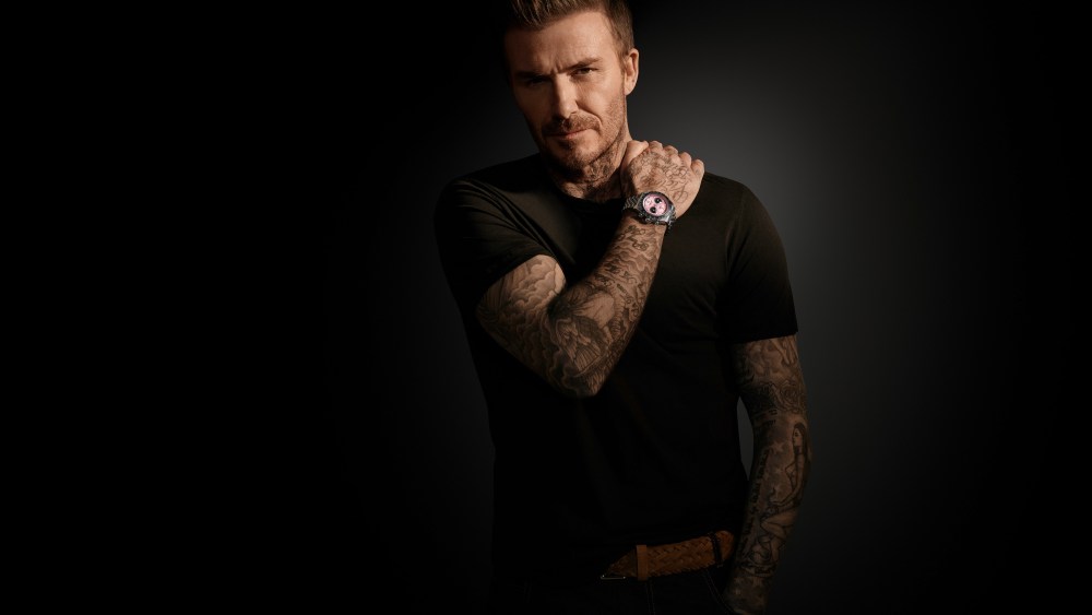 David Beckham in Tudor's Black Bay Chrono "Pink".