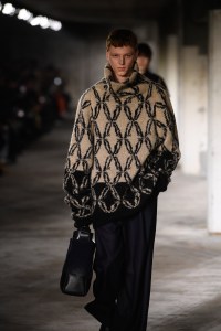 Model on the runway at Dries Van Noten Men’s Fall 2024 as part of Paris Men's Fashion Week held on January 18, 2024 in Paris, France.
