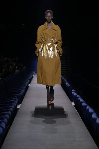 Model... on the runway at Dries Van Noten Fall 2023 Ready To Wear Fashion Show on March 1, 2023 at Dôme de Paris in Paris, France.