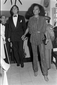 Joel Schumacher and Diana Ross arrive for the Coty American Fashion Critics award honors and ceremony in New York on September 29, 1977.