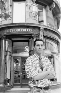 Designer Dries Van Noten photographed in front of his newly opened boutique at ‘Het Modepalais’ in Antwerp  on October 4, 1989.