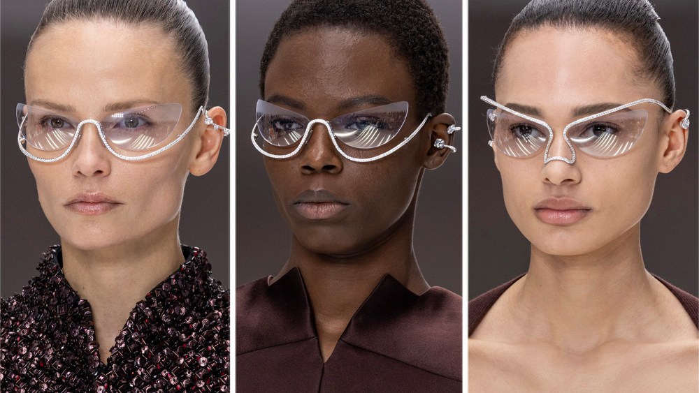 Diamond-encrusted eyewear on Fendi's couture runway.