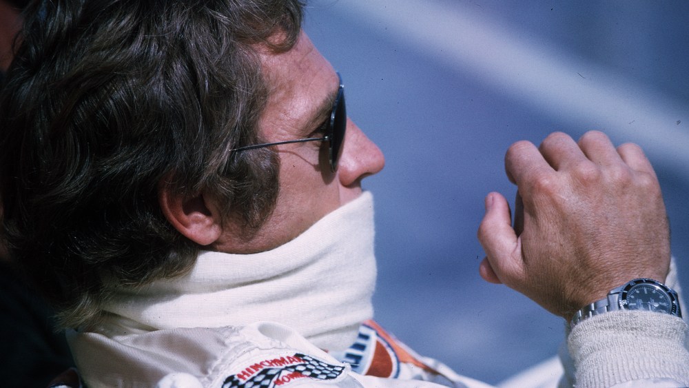 LE MANS, FRANCE - January 01: Actor Steve McQueen as racing driver Michael Delaney is seen wearing a Rolex Submariner watch whilst on set for the film 'Le Mans' circa June 1970 in Le Mans, France. (Photo by Anwar Hussein/Getty Images)