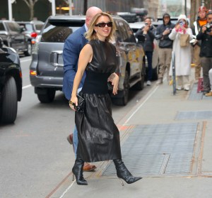 Sydney Sweeney, New York City, Sydney Sweeney black leather boots, Sydney Sweeney "The View"