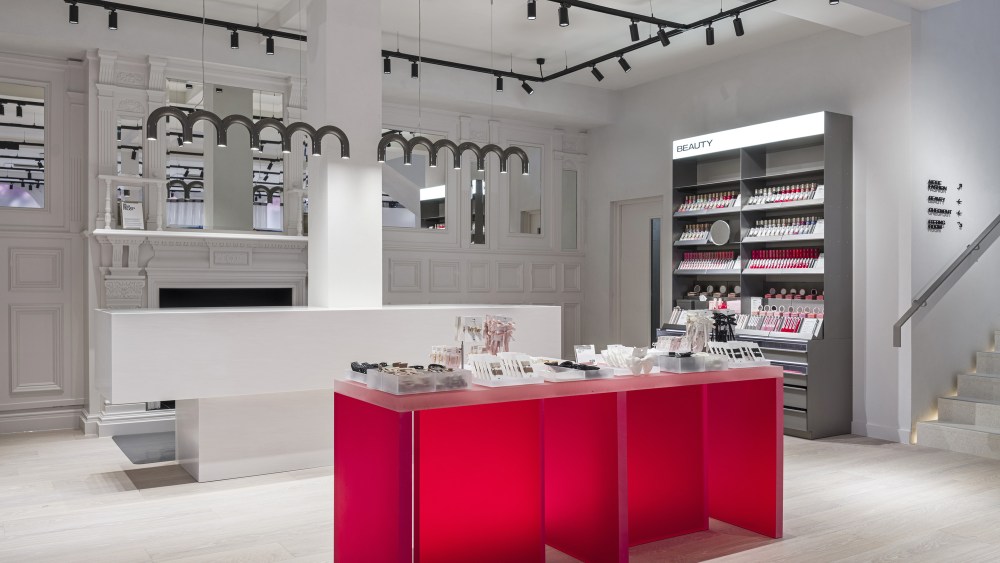 A look at the beauty area of H&M's new store on King's Road in London.