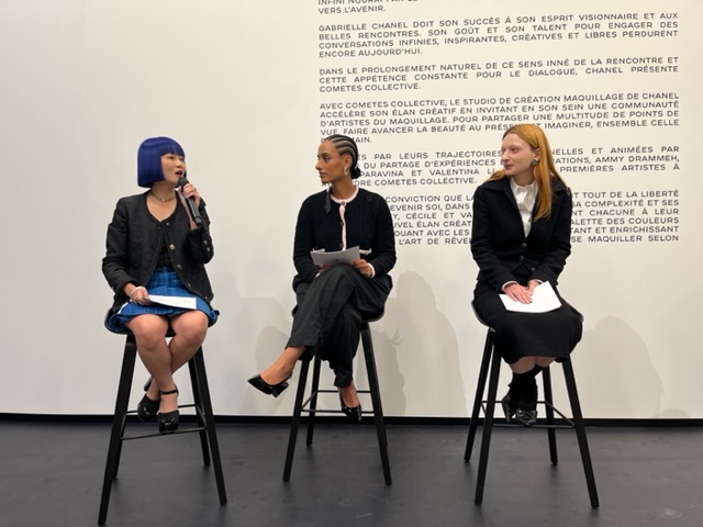Valentina Li, Ammy Drammeh and Cécile Paravina, makeup artists in Chanel's Comètes Collective.