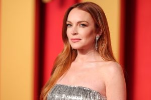 Lindsay Lohan at the 2024 Vanity Fair Oscar Party.