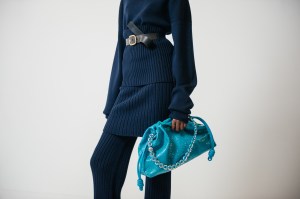 Backstage at the Loewe fall 2024 ready-to-wear show at Paris Fashion Week.
