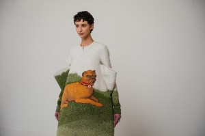 Backstage at the Loewe fall 2024 ready-to-wear show at Paris Fashion Week.
