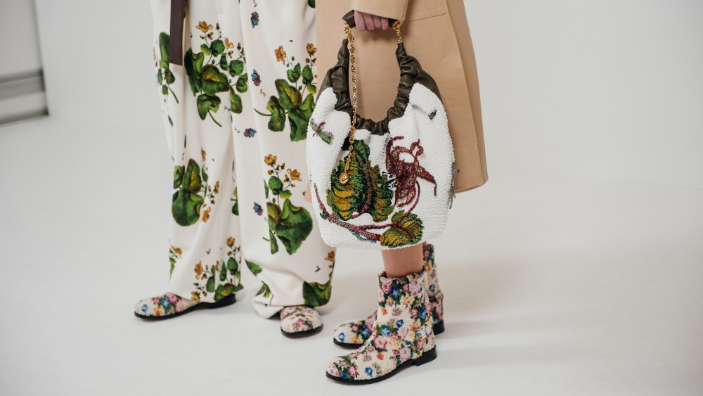 Backstage at the Loewe fall 2024 ready-to-wear show at Paris Fashion Week.