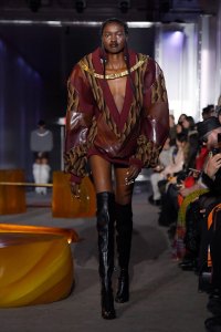 Model on the runway at Luar RTW Fall 2024 as part of New York Ready to Wear Fashion Week held on February 13, 2024 in New York, New York.
