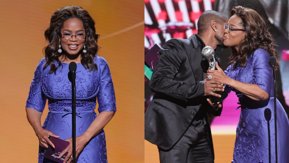 Oprah Winfrey and Usher at the NAACP Image Awards on March 16 in Los Angeles.
