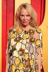 Pamela Anderson at the 2024 Vanity Fair Oscar Party.