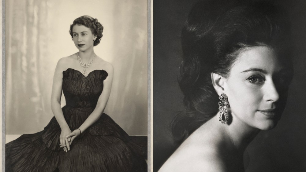 Queen Elizabeth II by  Dorothy Wilding, 1952; Princess Margaret, by Lord Snowdon, 1967