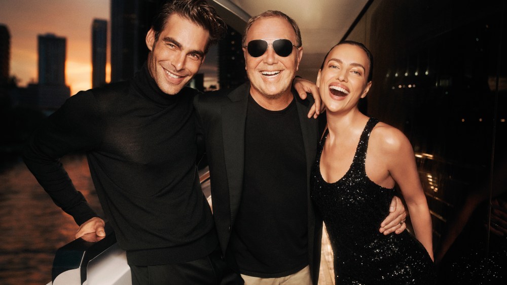 Jon Kortajarena, Michael Kors and Irina Shayk on the set of the ad campaign for the brand's new fragrances.
