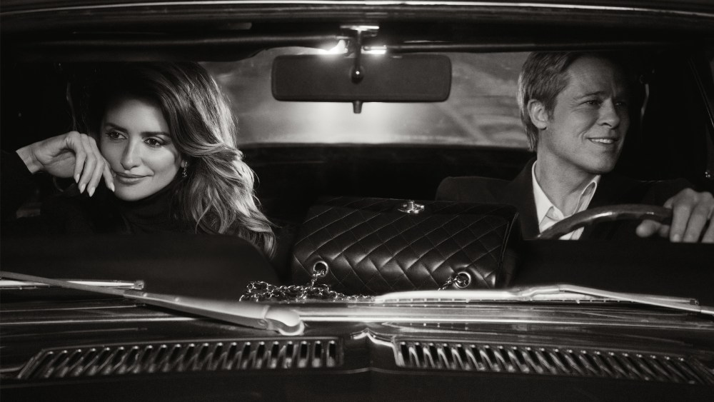 Penélope Cruz and Brad Pitt in Chanel's new iconic handbag advertising campaign.