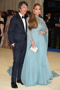 Jennifer Lopez and Pierpaolo Piccioli at the 2017 Met Gala