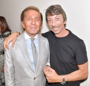 Valentino and Pierpaolo Piccioli backstage at Valentino Haute Couture Fall 2017