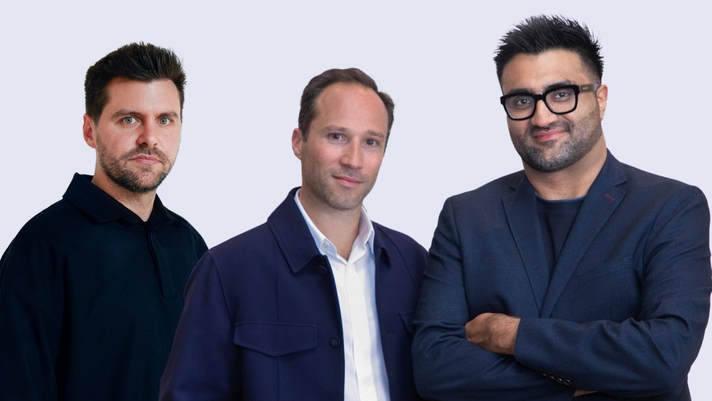 Ykone's Matteo Baldi and Olivier Billon with Barcode's Rahul Khanna.