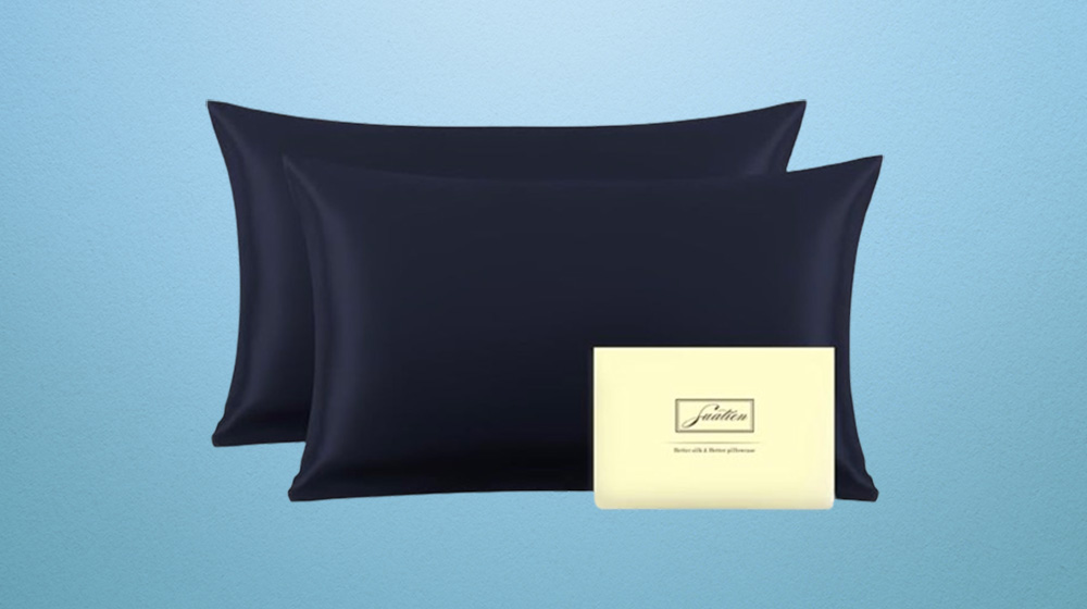 Suatien silk pillows against white background