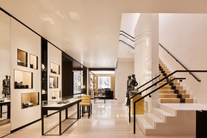 The stairway leading to the second floor.