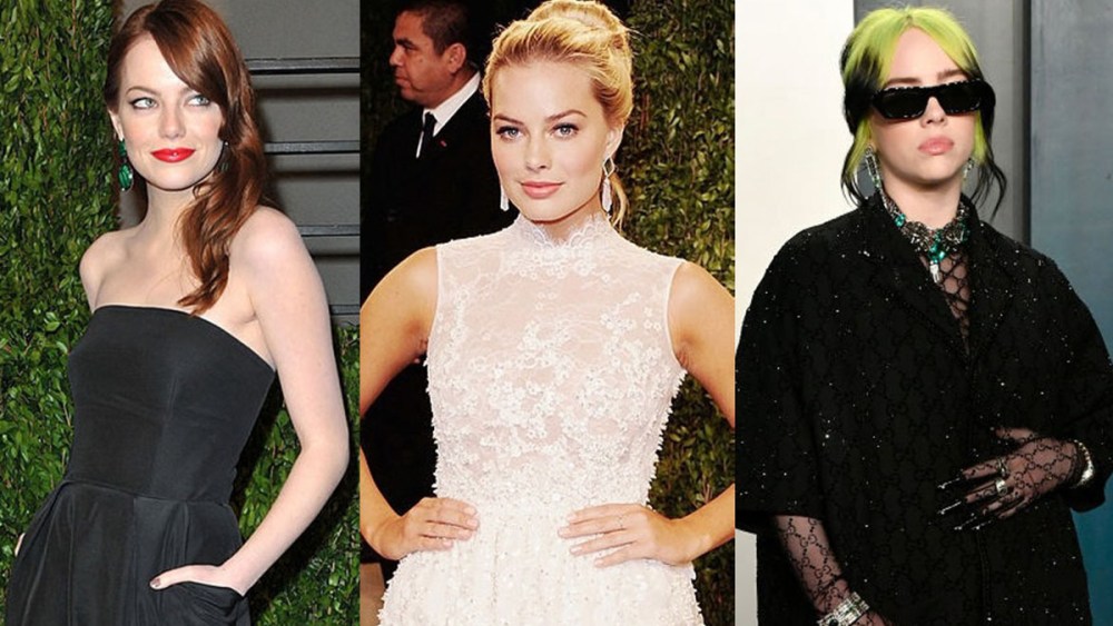 vanity fair oscar party red carpet style, emma stone, margot robbie, billie eilish