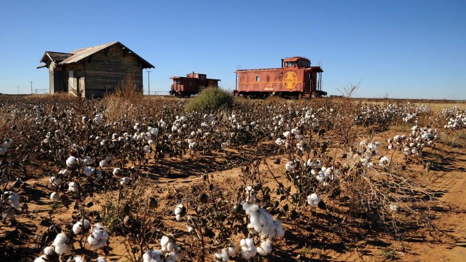 Santa Fe Railroad Car West Texas Cotton Field Abandoned Wooden Station