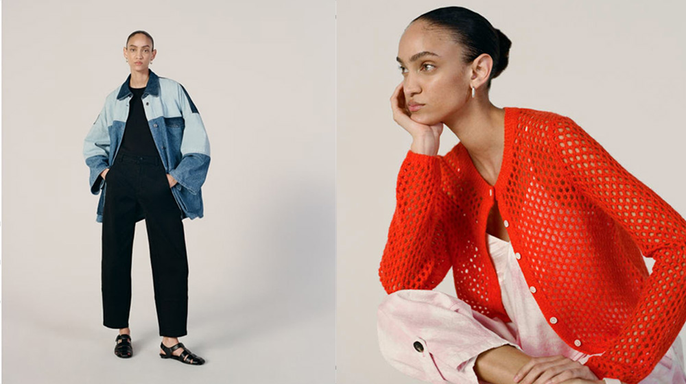 Red Orange cardigan on white background