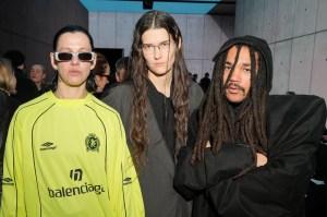 Guest, Eliza Douglas and Lukas Sabbat at Balenciaga Fall 2024 Ready-to-Wear Show