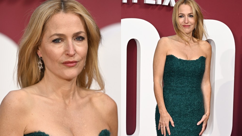 Gillian Anderson attends the world premiere of "Scoop" at The Curzon Mayfair on March 27, 2024 in London, England.