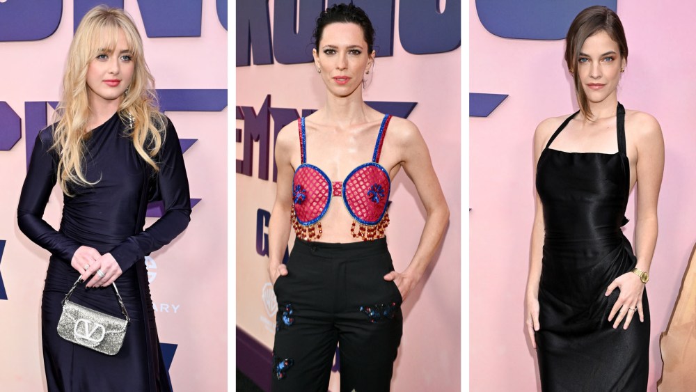 (L-R): Kathryn Newton, Rebecca Hall and Barbara Palvin on March 25 at the premiere of "Godzilla x Kong: The New Empire" in Los Angeles.