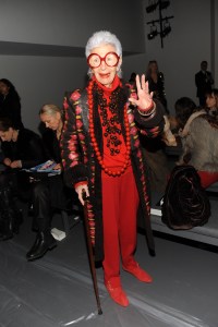 Iris Apfel attends Calvin Klein's fall 2011 runway show.