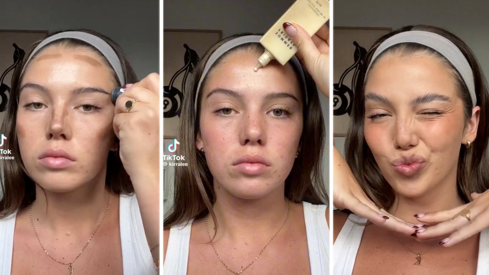 Pricing out a typical "no-makeup" makeup TikTok tutorial by @kirralee.